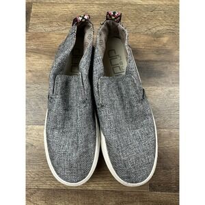 Hey Dude Women's Peyton Slip on Linen Grey‎ Black 7